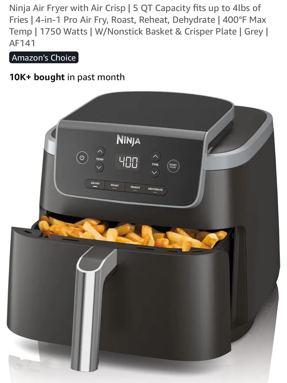 Ninja Black and Silver Air Fryer with Drawer Basket new in box 📦